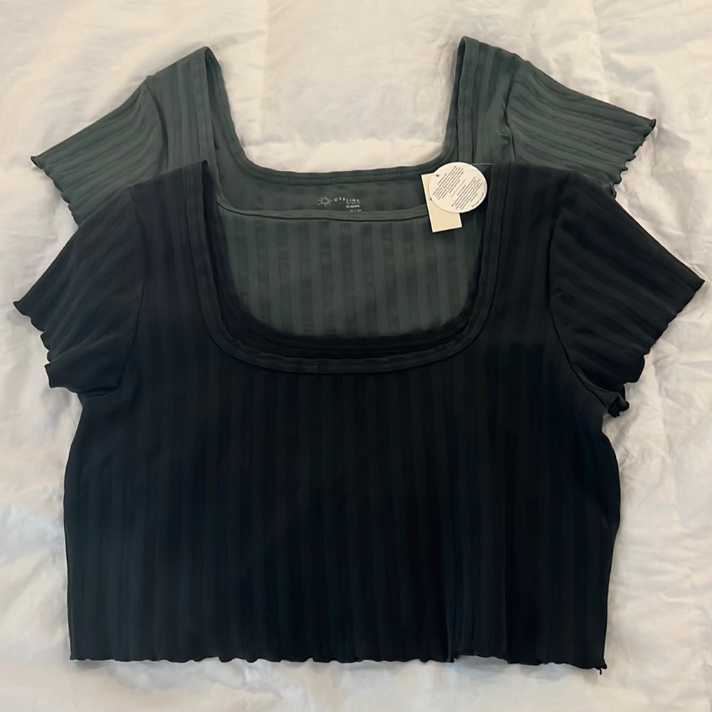 Ribbed aerie cropped tops